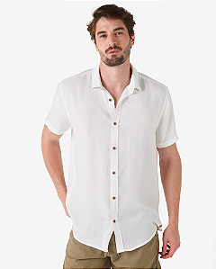 Camisa Manga Curta Masculina Viscolinho Branco Pool