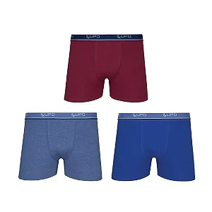 Kit 3 Cueca Boxer Masculina Algodão Elastano Cotton Lupo