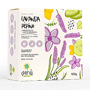Sabonete em barra 100% vegetal Lavanda e Pepino- 100g