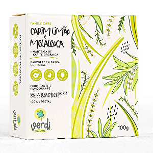 Sabonete em barra 100% vegetal Capim Limão e Melaleuca- 100g