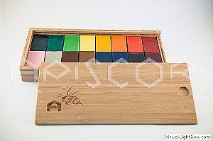 CAIXA DE BAMBU com 16 Blocos Sortidos