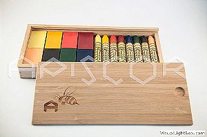 CAIXA DE BAMBU com 8 Blocos e 8 Bastões