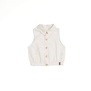 Blusa Abotoada Cambraia de Linho Off White