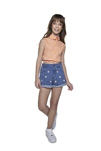 Shorts Flores Jeans Comfort