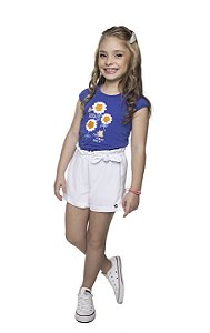 Conjunto Flores Croche Cotton Tecido