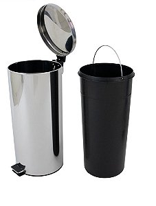LIXEIRA INOX 30 LITROS PEDAL COM BALDE INTERNO