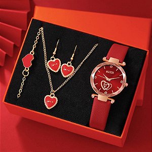 Kit completo pulseira brinco relógio e colar Produto Importado com Estoque no Brasil