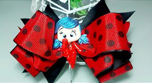 Laçarote vermelho poá preta inspiração Ladybug
