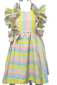 Vestido Infantil listrado com Babados