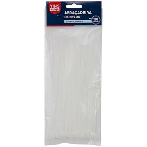 Abraçadeira Nylon Branca 2,5x100mm PCT Com 100