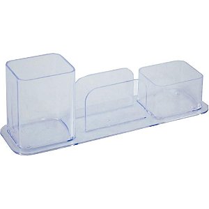 Acessório para Mesa Dellocolor Porta Canetas, CLIPS e Lembretes Cristal