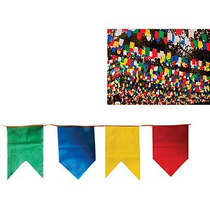 Bandeirão de Plástico 37X21CM – Decoração para Festas Juninas e Julinas, 10 Metros