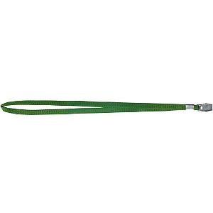 Cordão para Crachá em Tecido Verde com Presilha Jacaré - Pacote com 10