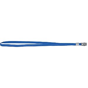 Cordão para Crachá em Tecido Azul com Presilha Jacaré - Pacote com 10 Unidades