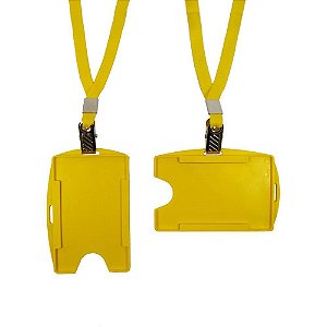Cordão para Crachá Tecido Amarelo com Presilha Jacaré Pacote com 10 Unidades