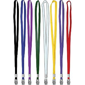 Cordão para Crachá e Pen Drive - Cores Sortidas - Pacote com 12 Unidades