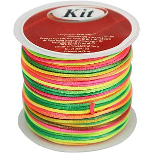 Cordão de Cetim 1MM Multicolorido - Rolo com 20 Metros
