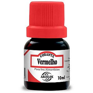 Corante Líquido Vermelho 10ML Caixa com 12