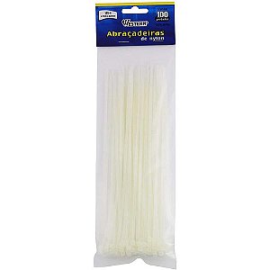 Abraçadeira de NYLON Branca 2,5 X 200 MM Pacote com 100