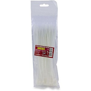 Abraçadeira de NYLON Branca 2,5X200MM Pacote com 100