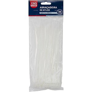 Abraçadeira de NYLON Branca 3,6X200MM - Pacote com 100 Peças