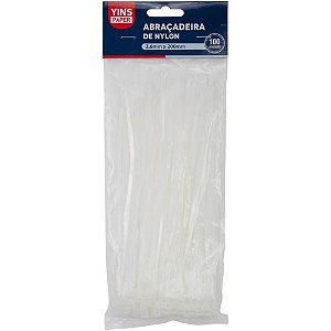 Abraçadeira de NYLON Branca 3,6X200MM - Pacote com 100 Peças