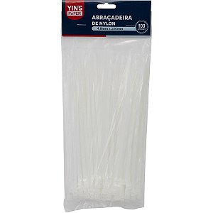 Abraçadeira de NYLON Branca 4,8X200MM Pacote com 100