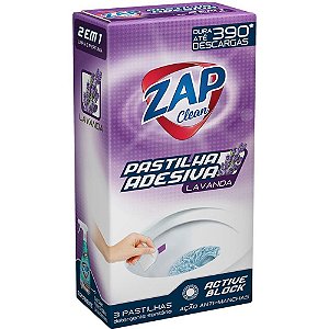 Absorvedor de Odores ZAP Pastilha Adesiva Sanitária Lavanda 10G - Caixa com 03