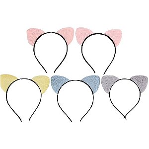 Acessório para Cabelo Tiara Gatinho Infantil - Pacote com 05