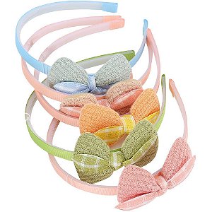 Acessório para Cabelo Tiara Laço Tecido Luxo Infantil Pacote com 5