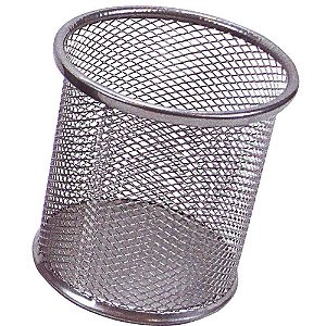 Acessório para Mesa Porta Lápis Aramado Redondo Esmaltado Preto