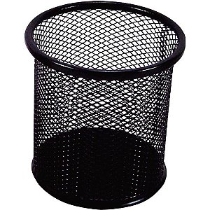 PORTA-LÁPIS Aramado Redondo Preto para Mesa de Escritório