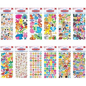 Adesivos Decorados 10X24CM Animais Cartela Sortida - Pacote com 24 Unidades