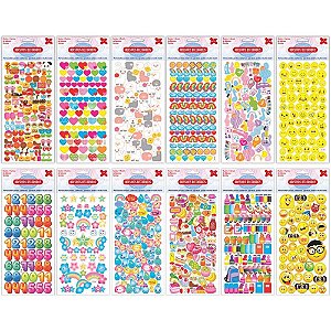 Adesivos Decorados Divertidos 10X24CM Cartela Sortida - Pacote com 24
