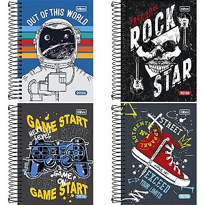 Agenda 2024 Pepper Masculina CD Espiralada 160 Folhas - Pacote com 04