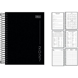 Agenda 2024 Pepper Preta Capa Dura Espiral 160 Folhas Pacote com 04