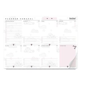 Agenda Planner Permanente Semanal de Mesa 36 Folhas Pacote com 05