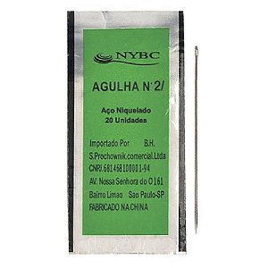 Agulha de Mão N2/0 Niquelado com 20 Unidades - Pacote com 05