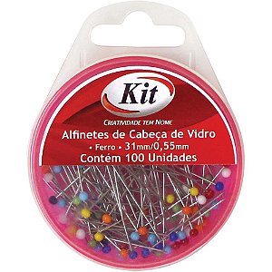 Alfinete de Costura Cabeça de Vidro 31MM X 0,55MM - Pacote com 100 Unidades