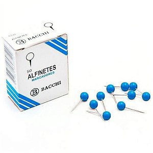 Alfinete Mapa Azul Escuro - Caixa com 50 Peças - Pacote com 10 Unidades