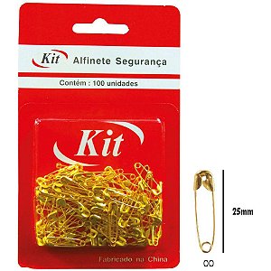 Alfinete de Segurança N°00 Dourado – Pacote com 100 Unidades