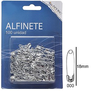 Alfinete de Segurança Nº 000 Prata com 100 Unidades Pacote com 6