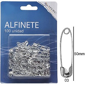 Alfinete de Segurança N3 Prata com 100 Unidades PCT com 06