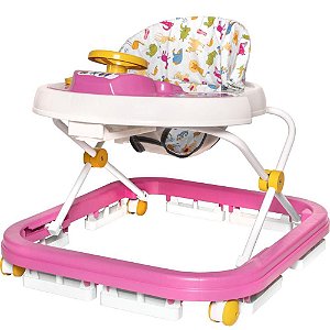 Andador SOFT WAY Sonoro Rosa com Altura Regulável e Brinquedos