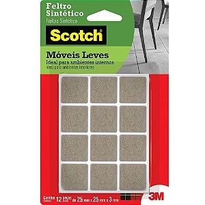ANTI-IMPACTO e Segurança Feltro Adesivo Marrom P Quadrado 2,5CM – Blister com 12 Unidades