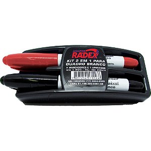 Kit Apagador para Quadro Branco com 2 Marcadores PT/VM