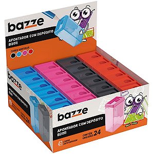 Apontador com Depósito Bazze B2011 - Cores Sortidas - Caixa com 24 Unidades