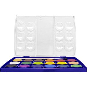 Aquarela Escolar CIS Estojo com 18 Cores Vibrantes e Pincel