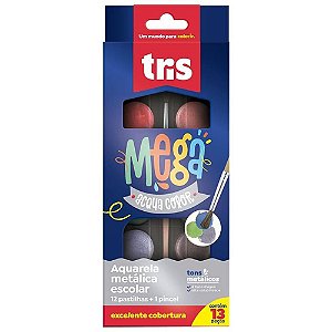 Aquarela Escolar TRIS Mega Metálica 12CORES
