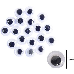 OLHO Móvel para Artesanato 10MM Preto - Pacote com 50 Unidades (20 Pacotes)